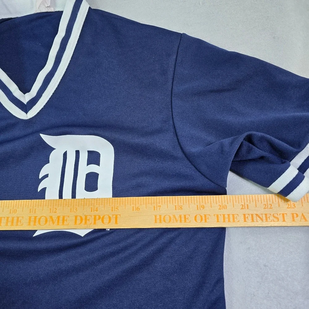 Vintage Majestic Detroit Tigers Jersey Mens Large (Medium) Blue V-Neck Baseball - Picture 7 of 10